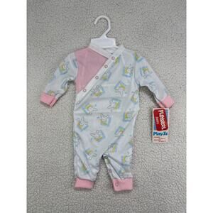 Vtg NOS NWT Playskool Baby PlayJ’s One Piece Pajamas Newborn 90s Bunny Rabbit